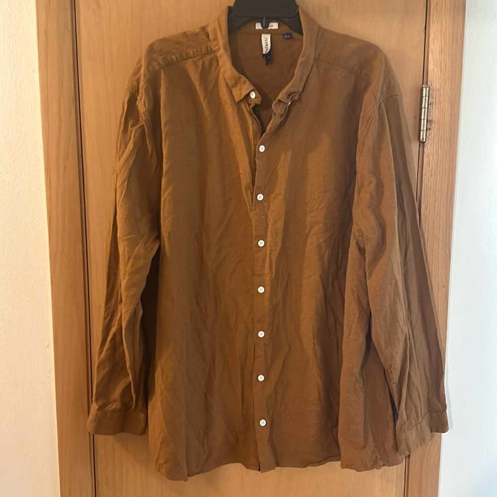 Artefact Men’s Cotton Flannel Button Down Shirt Brown Size 3XL